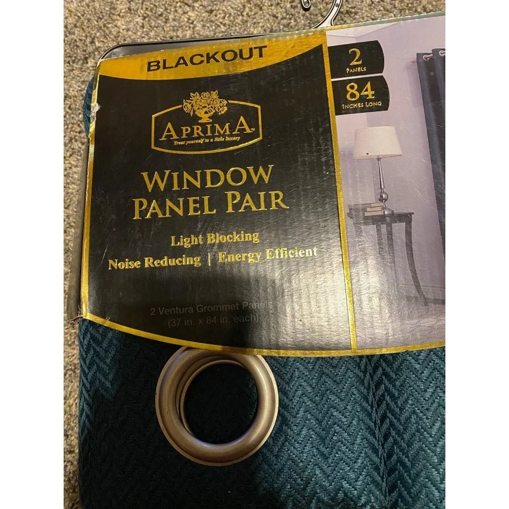 NEW Aprima Blackout Noise Reducing Window Ventura Grommet 2 Panels Pair 37